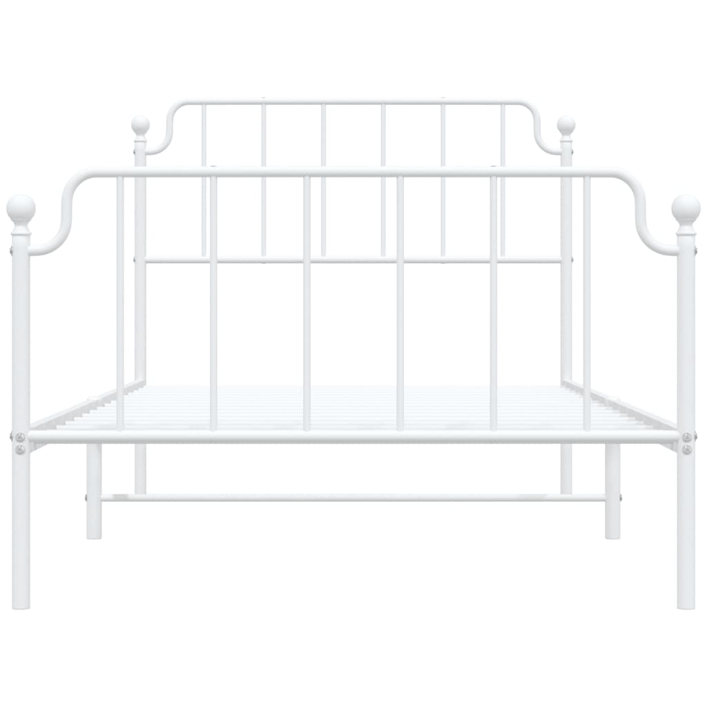 Cadre de lit métal sans matelas et pied de lit blanc 107x203 cm - XIOS