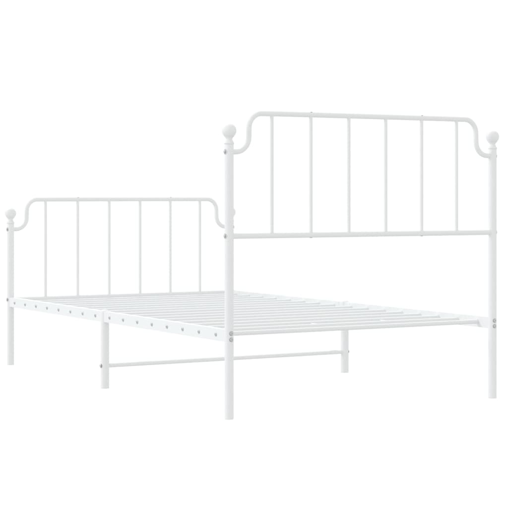 Cadre de lit métal sans matelas et pied de lit blanc 107x203 cm - XIOS