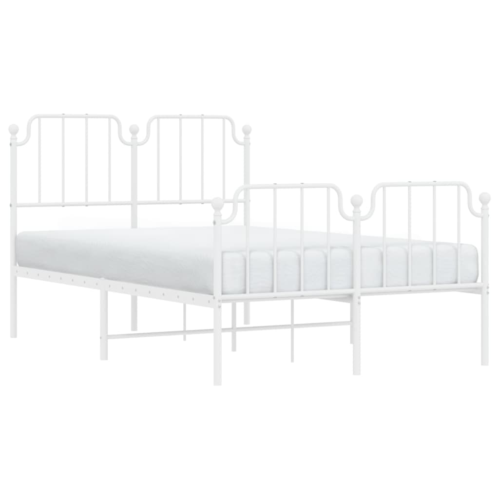 Cadre de lit métal sans matelas et pied de lit blanc 120x200 cm - XIOS