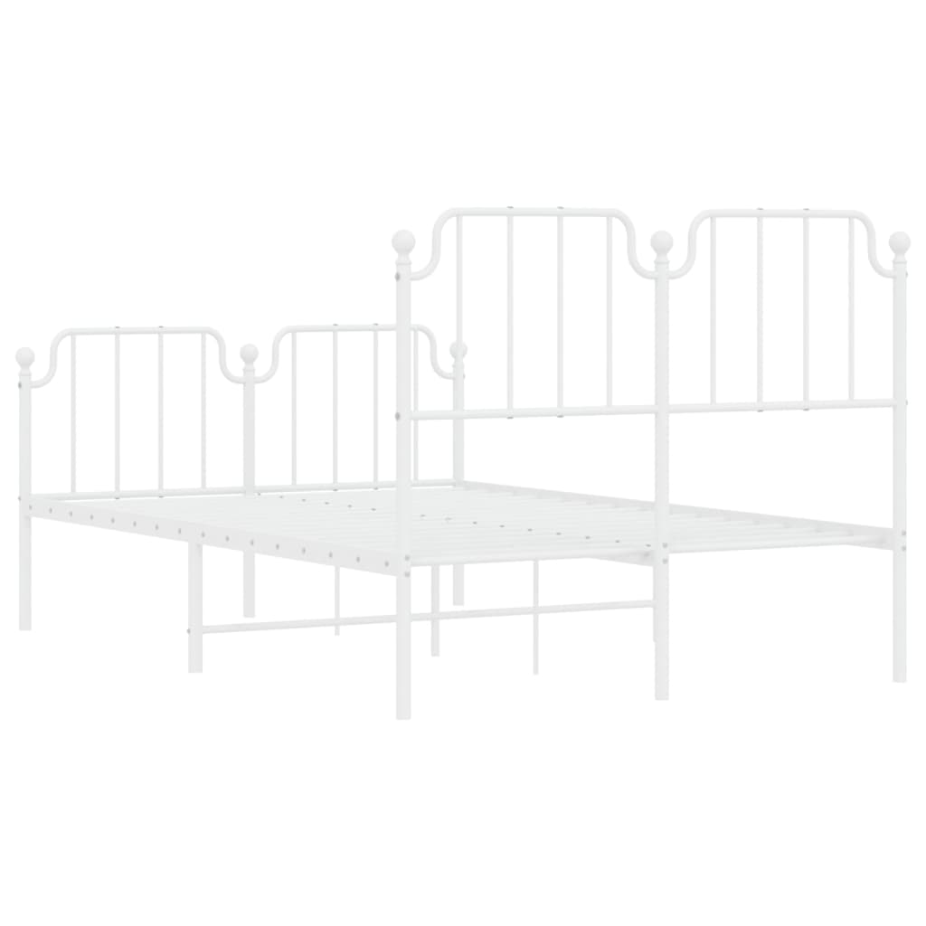 Cadre de lit métal sans matelas et pied de lit blanc 120x200 cm - XIOS