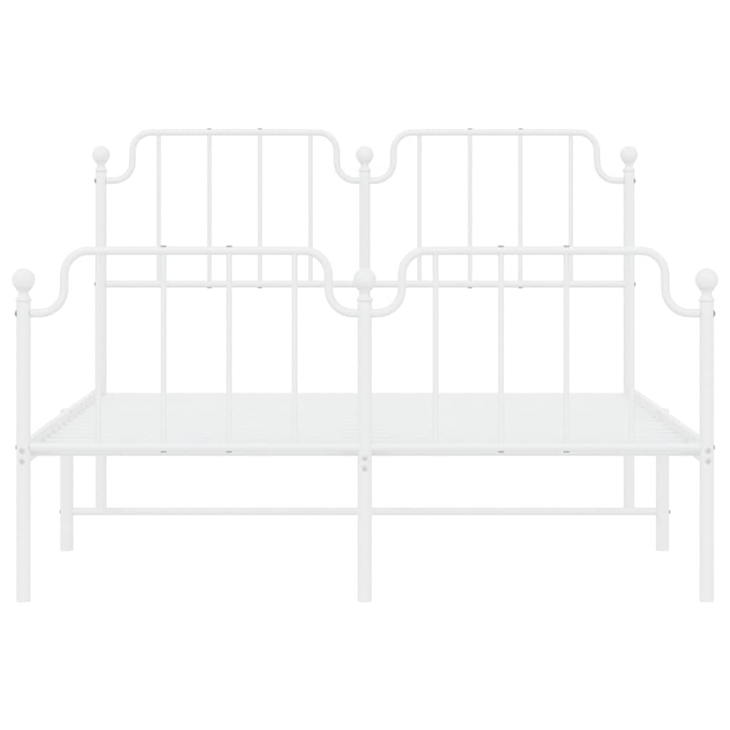 Cadre de lit métal sans matelas et pied de lit blanc 135x190 cm - XIOS
