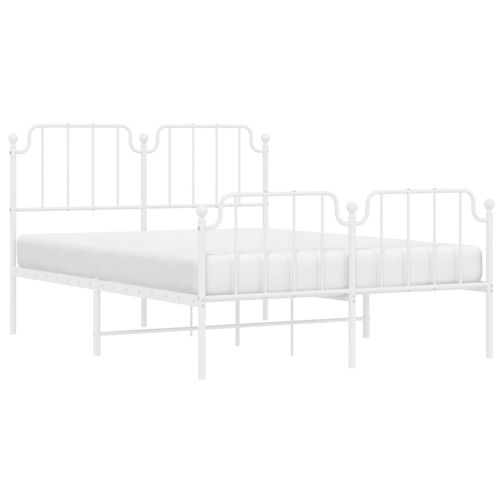 Cadre de lit métal sans matelas et pied de lit blanc 150x200 cm - XIOS