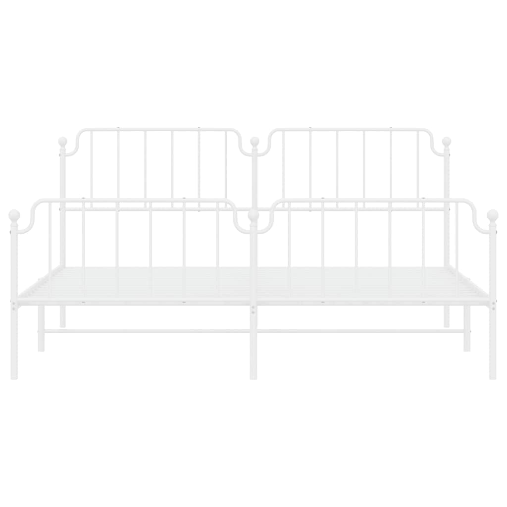 Cadre de lit métal sans matelas et pied de lit blanc 193x203 cm - XIOS