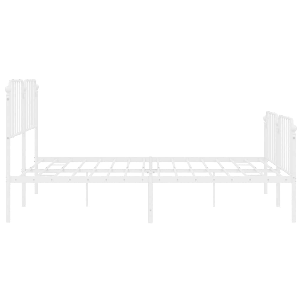 Cadre de lit métal sans matelas et pied de lit blanc 193x203 cm - XIOS