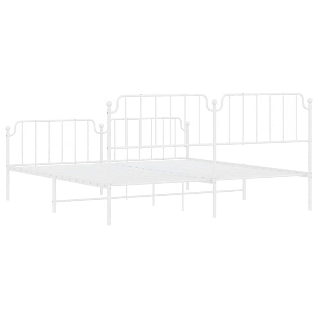 Cadre de lit métal sans matelas et pied de lit blanc 193x203 cm - XIOS