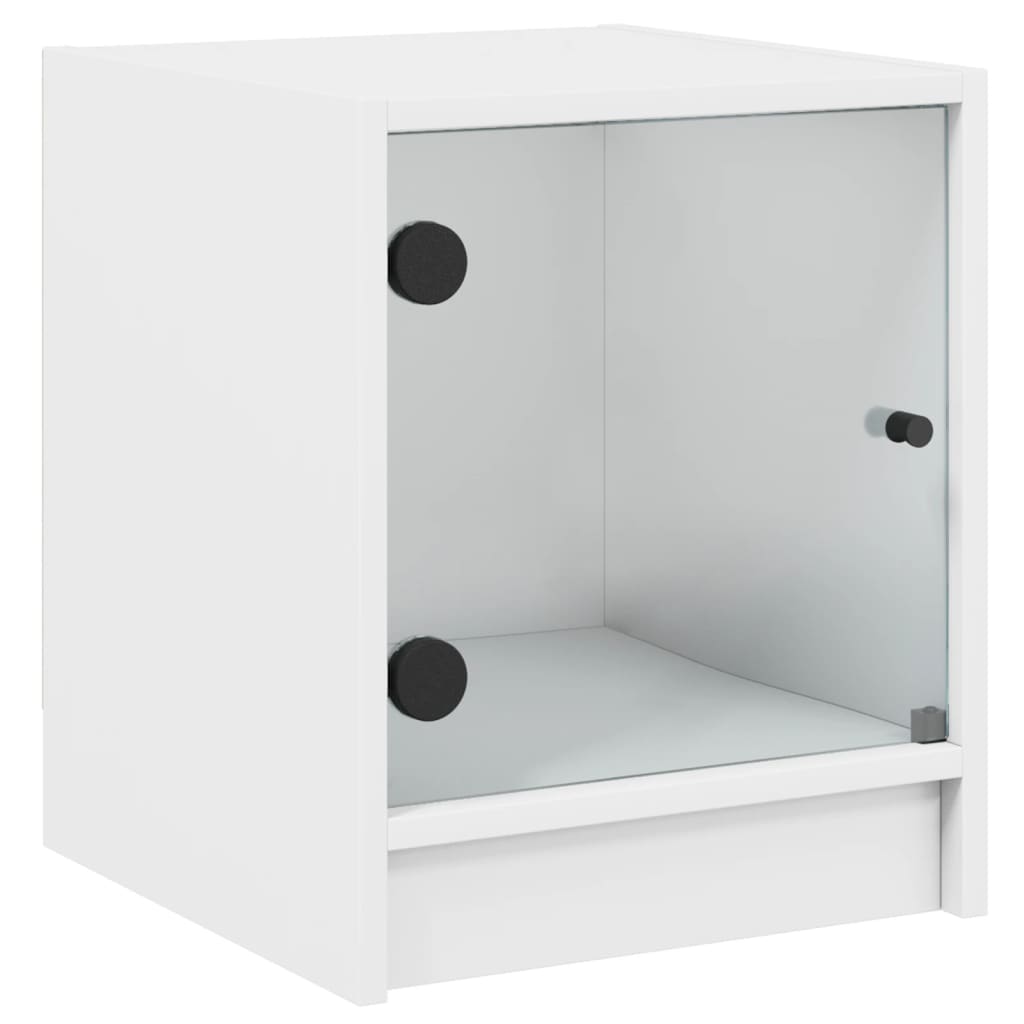 Tables de chevet avec portes en verre 2 pcs blanc 35x37x42 cm - XIOS