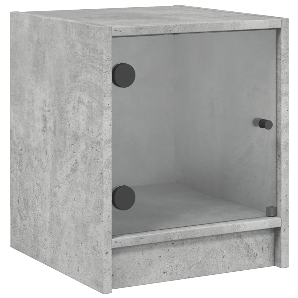 Tables de chevet et portes vitrées 2 pcs gris béton 35x37x42 cm - XIOS