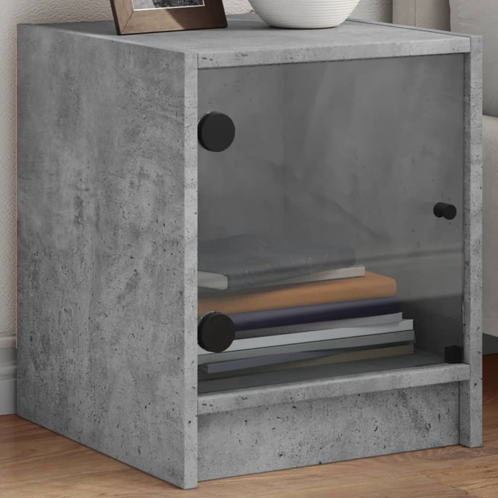Tables de chevet et portes vitrées 2 pcs gris béton 35x37x42 cm - XIOS