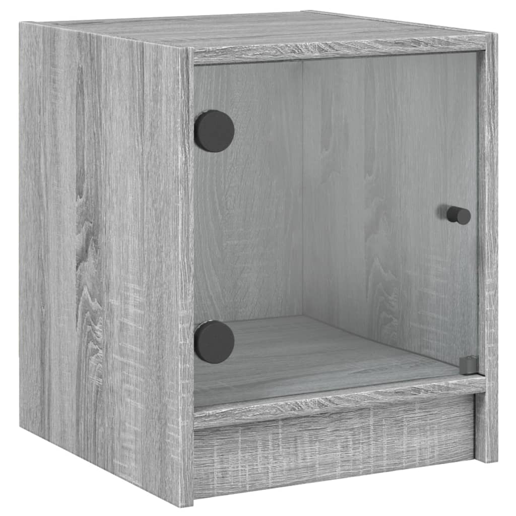 Table de chevet avec porte en verre sonoma gris 35x37x42 cm - XIOS