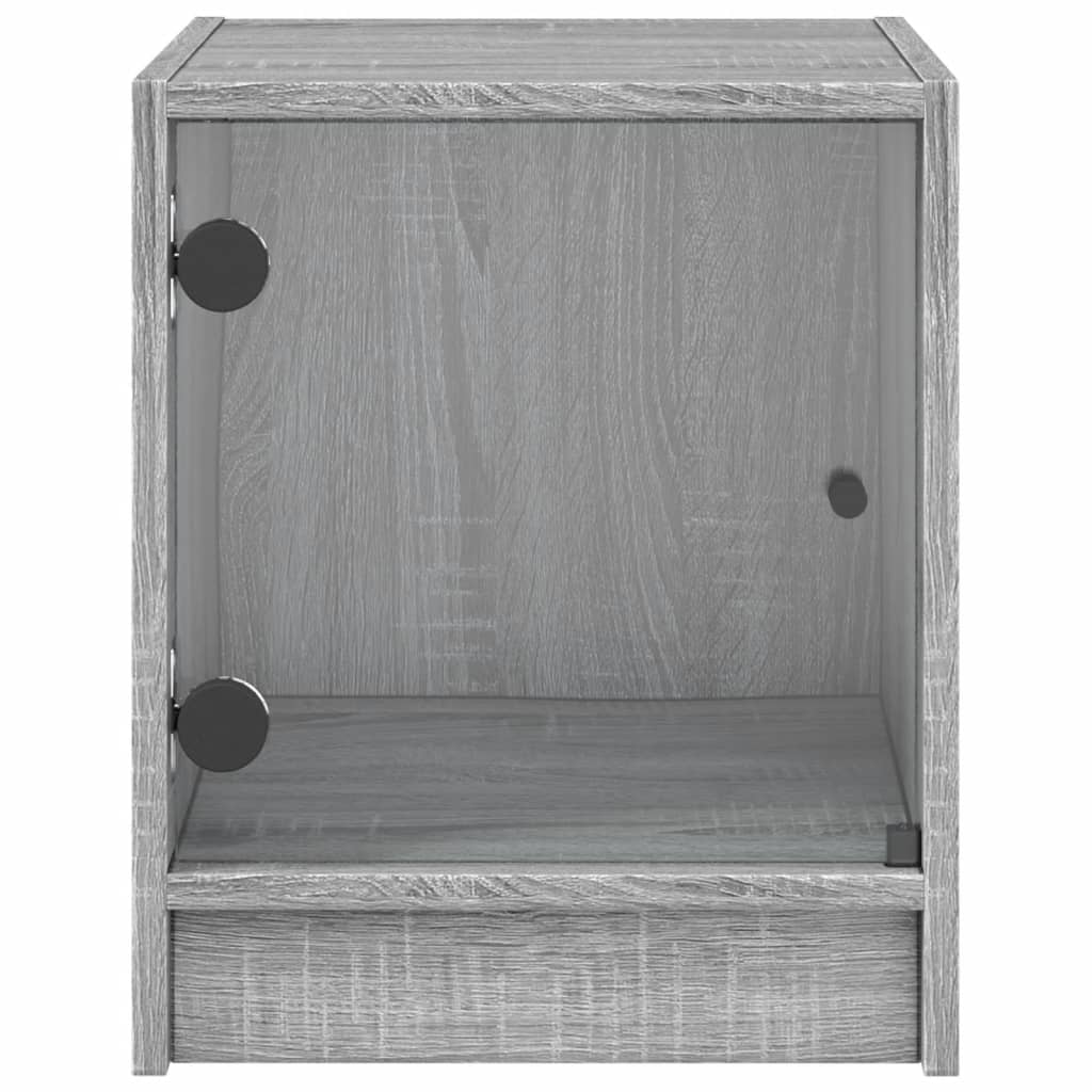 Table de chevet avec porte en verre sonoma gris 35x37x42 cm - XIOS