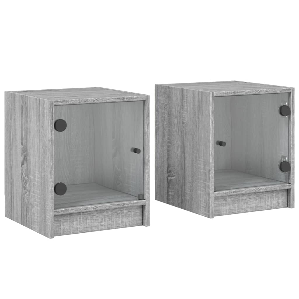 Tables de chevet et portes vitrées 2pcs sonoma gris 35x37x42cm - XIOS