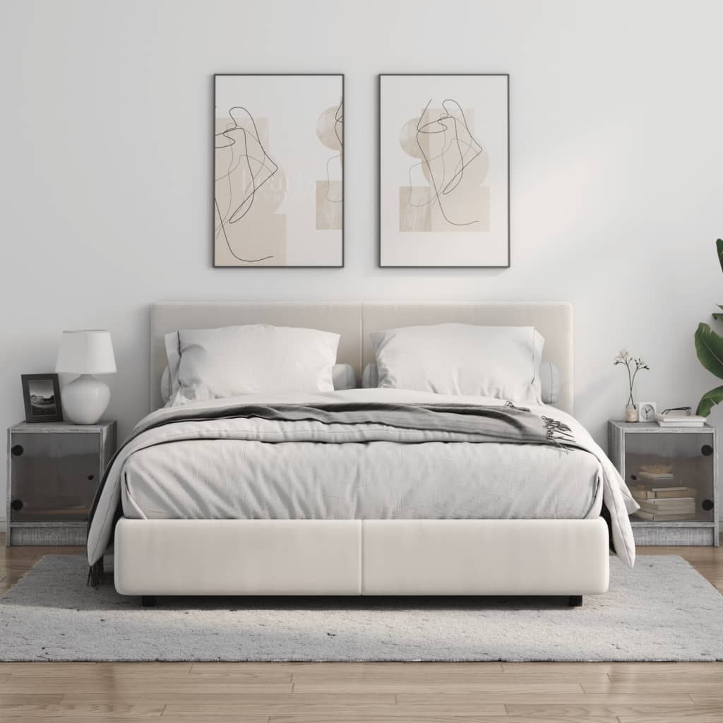 Tables de chevet et portes vitrées 2pcs sonoma gris 35x37x42cm - XIOS