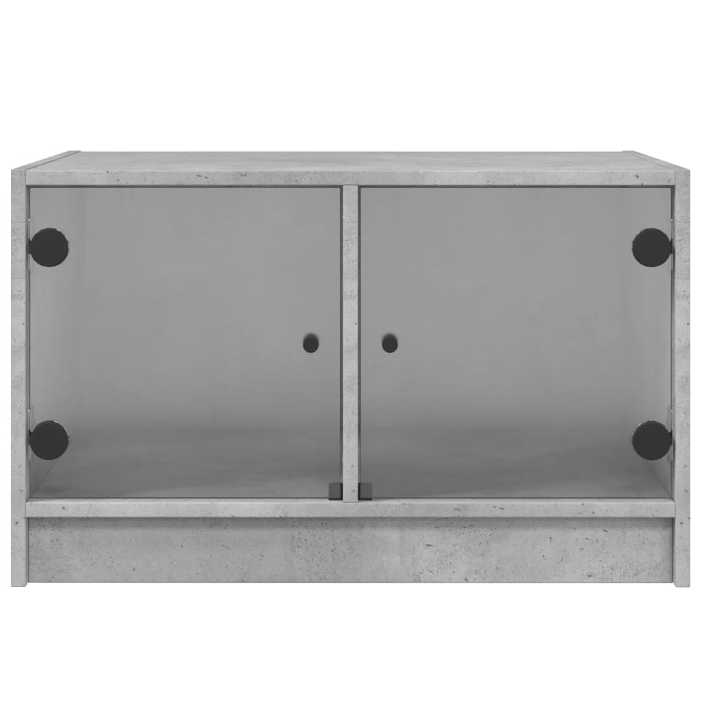 Table basse avec portes en verre gris béton 68x50x42 cm - XIOS