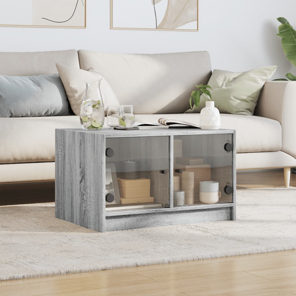 Table basse avec portes en verre sonoma gris 68x50x42 cm - XIOS