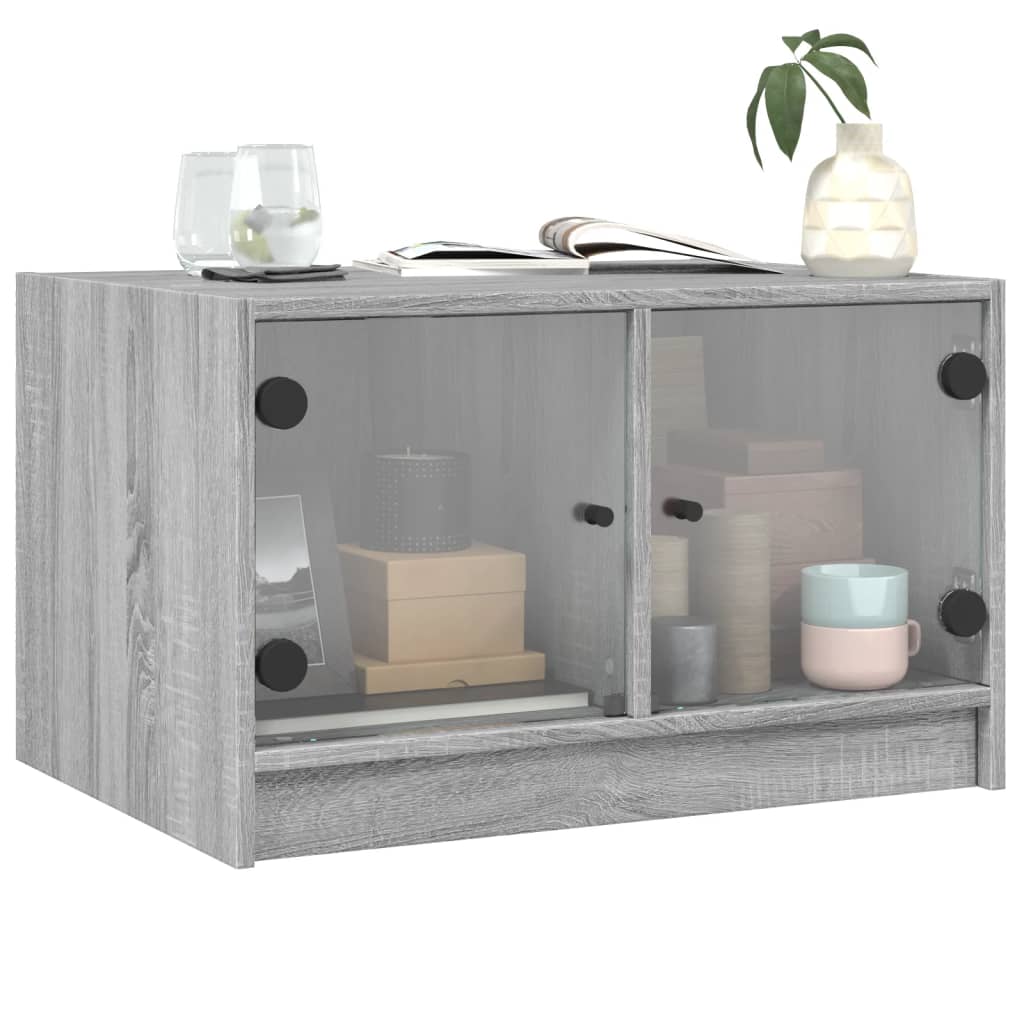 Table basse avec portes en verre sonoma gris 68x50x42 cm - XIOS