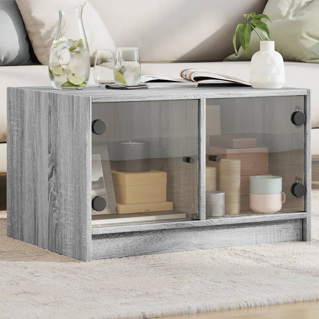 Table basse avec portes en verre sonoma gris 68x50x42 cm - XIOS