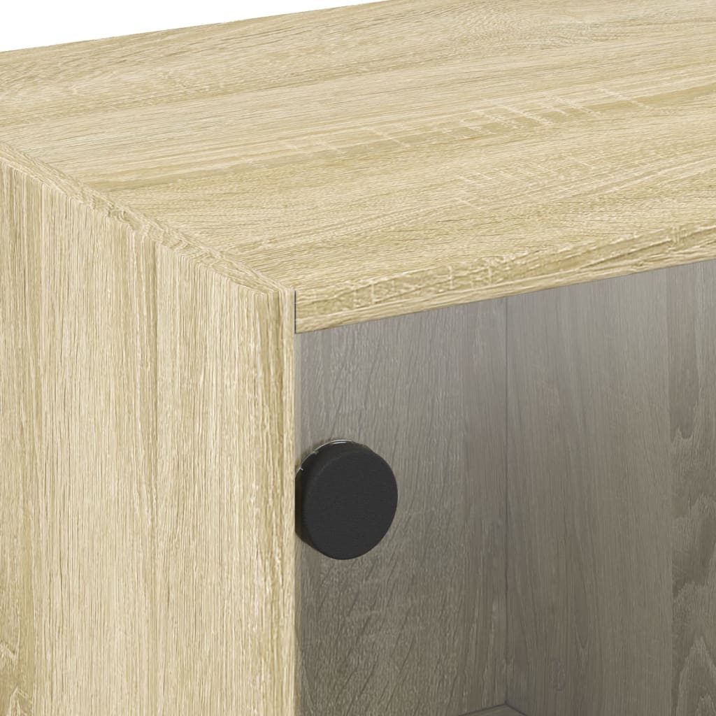 Meuble TV avec portes en verre chêne sonoma 102x37x42 cm - XIOS