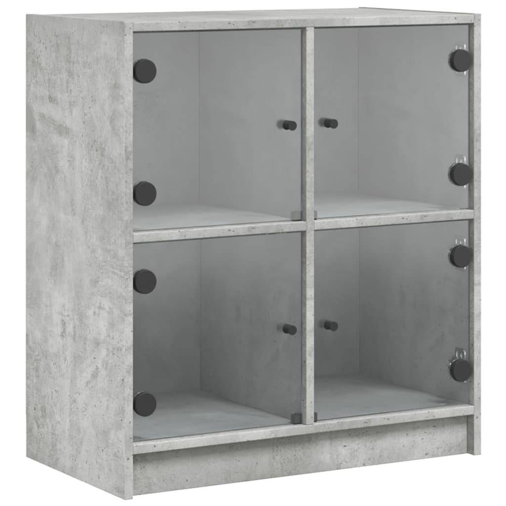 Armoire latérale avec portes en verre gris béton 68x37x75,5 cm - XIOS