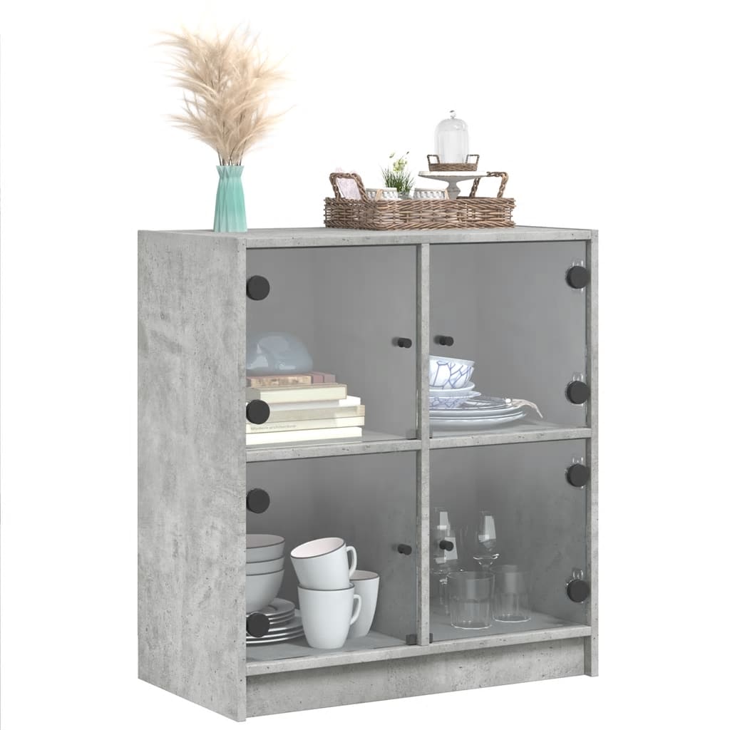 Armoire latérale avec portes en verre gris béton 68x37x75,5 cm - XIOS