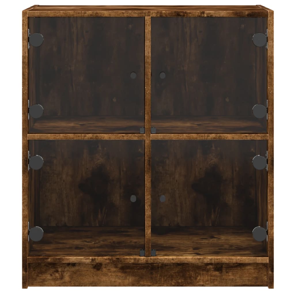 Armoire latérale avec portes en verre chêne fumé 68x37x75,5 cm - XIOS