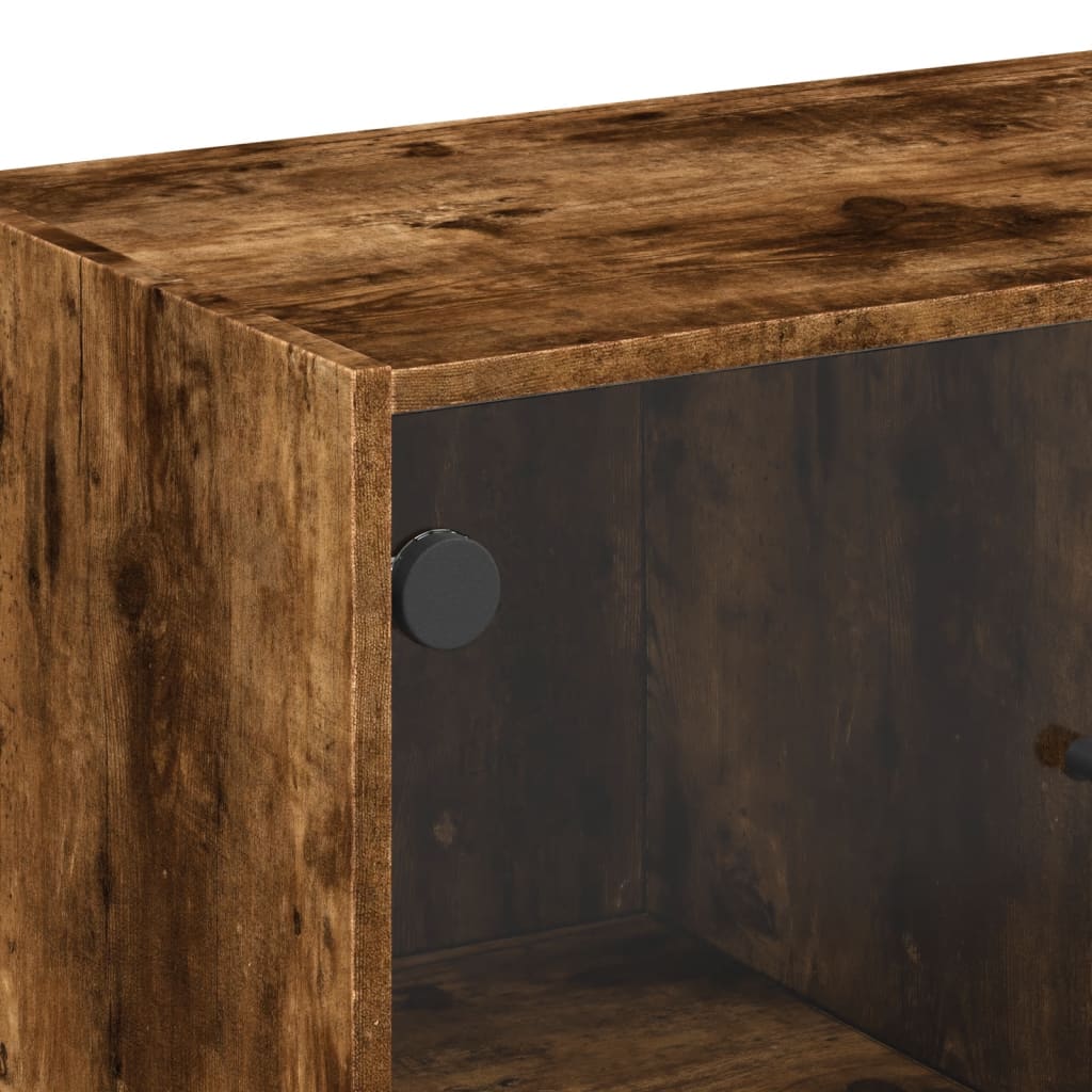 Armoire latérale avec portes en verre chêne fumé 68x37x75,5 cm - XIOS