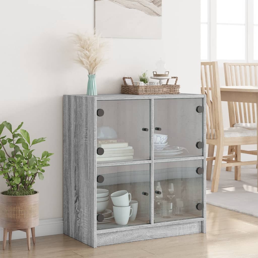 Armoire latérale avec portes en verre sonoma gris 68x37x75,5 cm - XIOS
