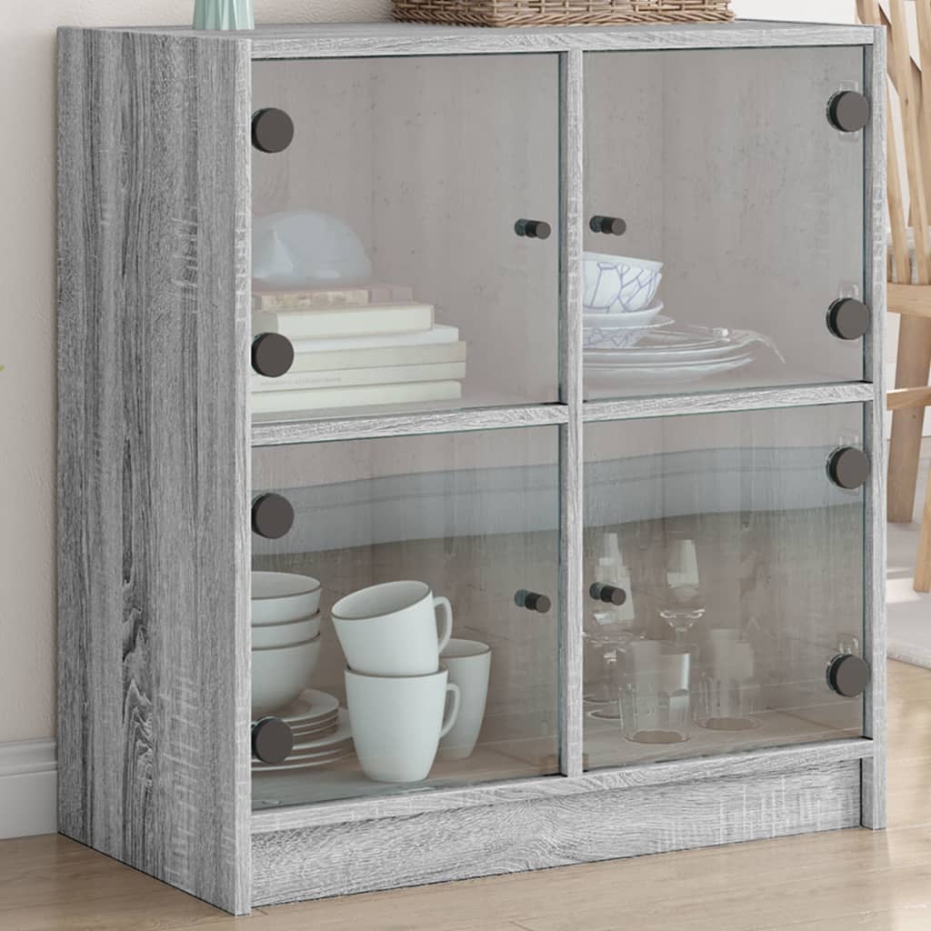 Armoire latérale avec portes en verre sonoma gris 68x37x75,5 cm - XIOS