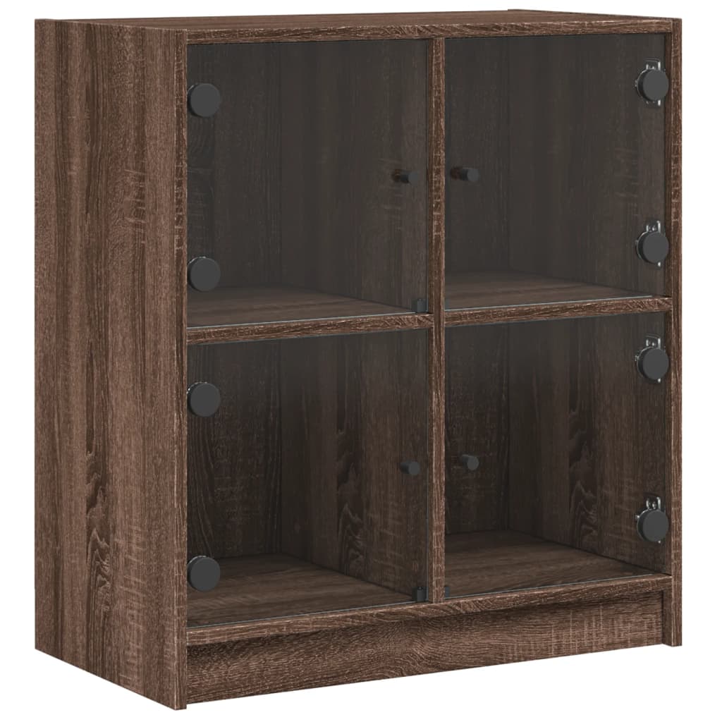 Armoire latérale avec portes en verre chêne marron 68x37x75,5cm - XIOS