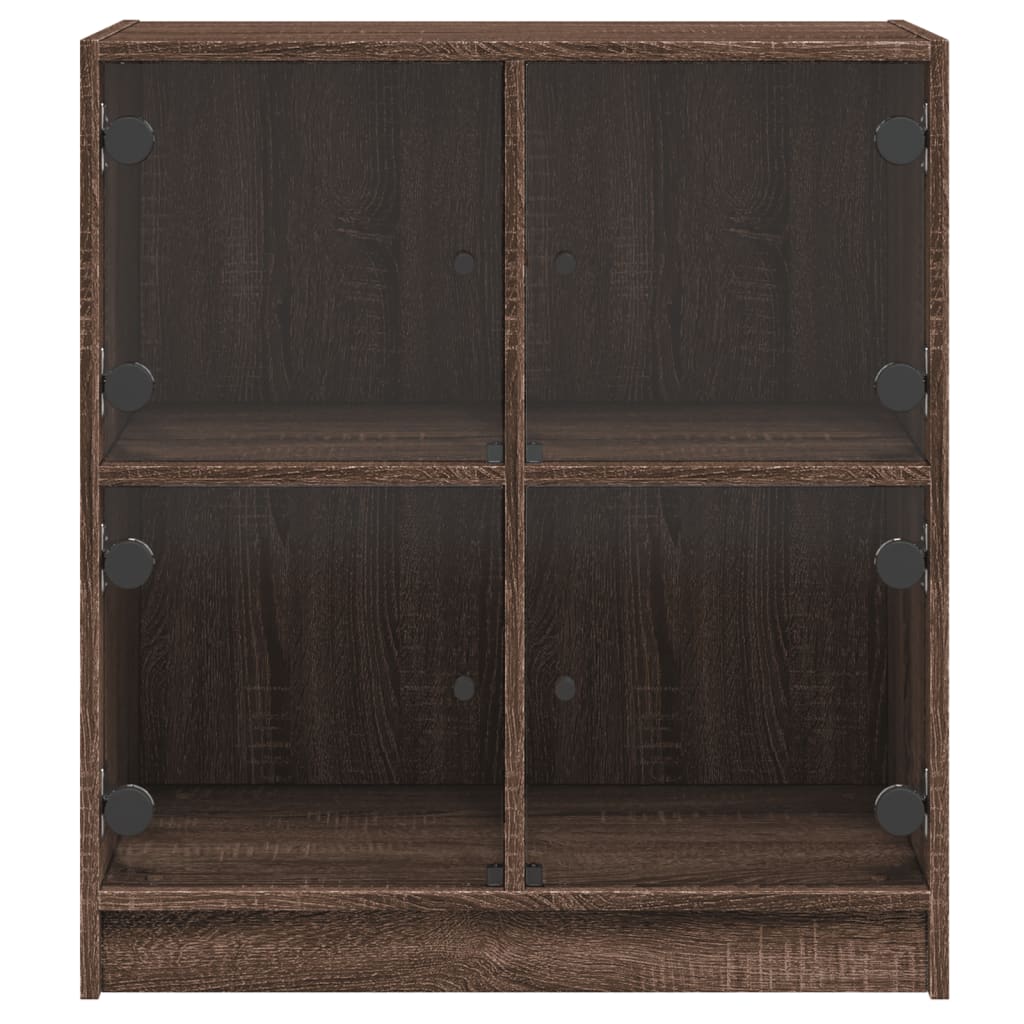 Armoire latérale avec portes en verre chêne marron 68x37x75,5cm - XIOS