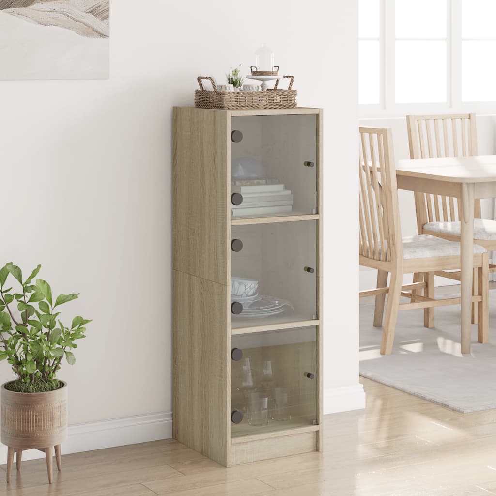 Buffet avec portes en verre chêne sonoma 35x37x109 cm - XIOS