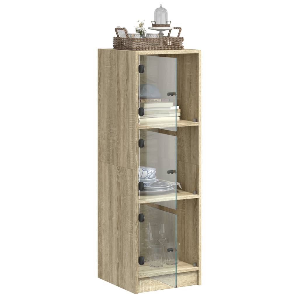 Buffet avec portes en verre chêne sonoma 35x37x109 cm - XIOS