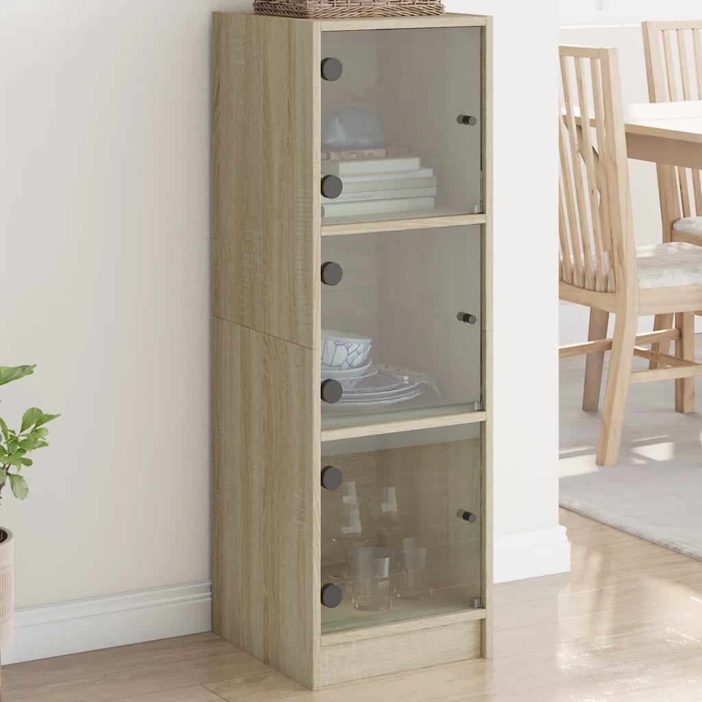 Buffet avec portes en verre chêne sonoma 35x37x109 cm - XIOS