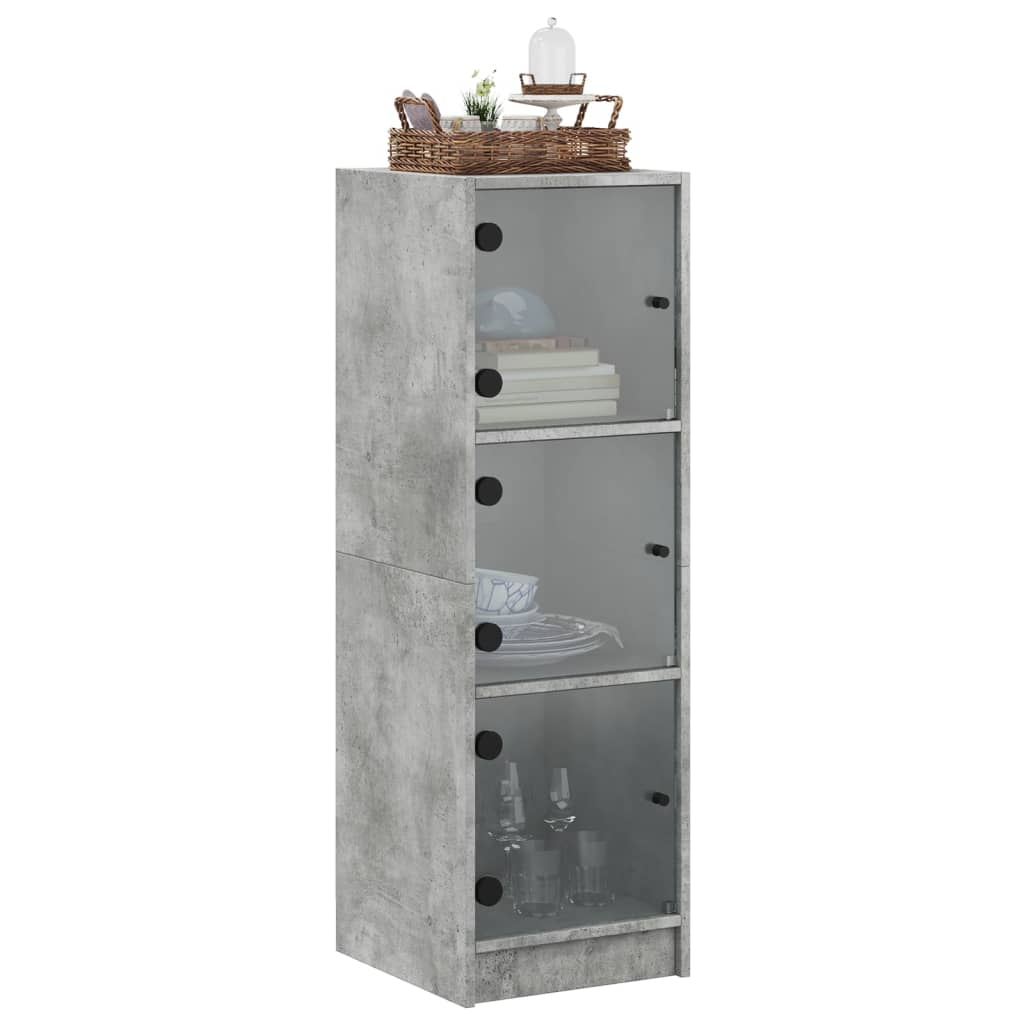 Buffet avec portes en verre gris béton 35x37x109 cm - XIOS