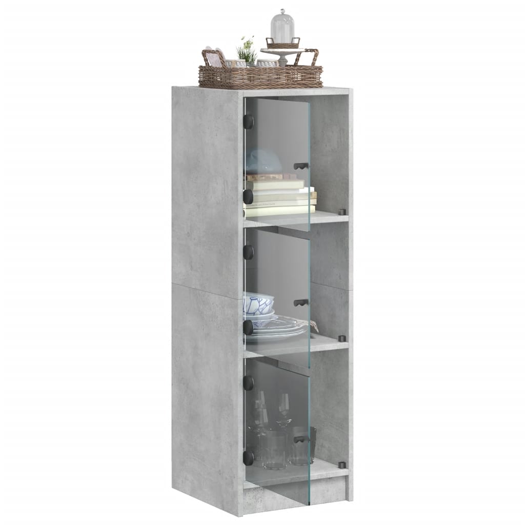 Buffet avec portes en verre gris béton 35x37x109 cm - XIOS
