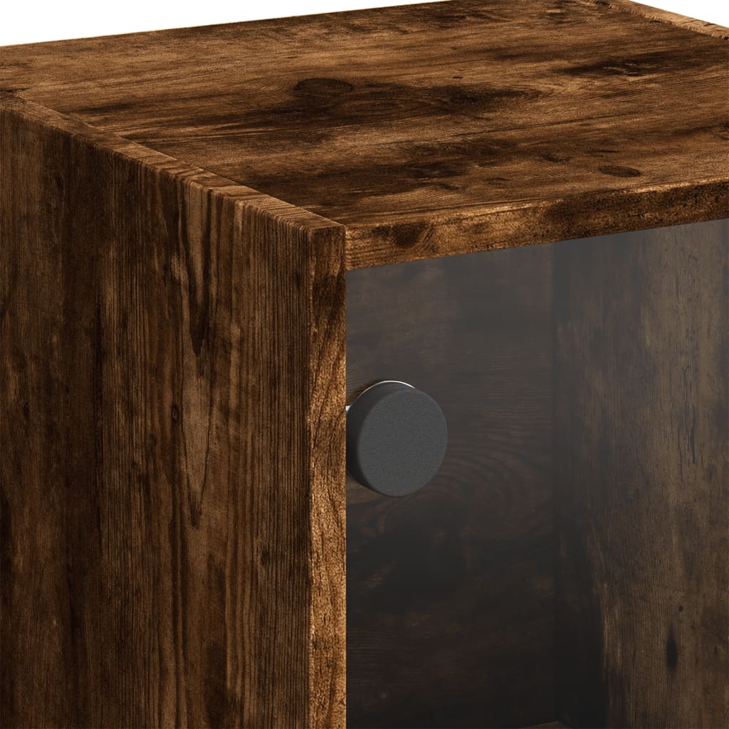 Buffet avec portes en verre chêne fumé 35x37x109 cm - XIOS