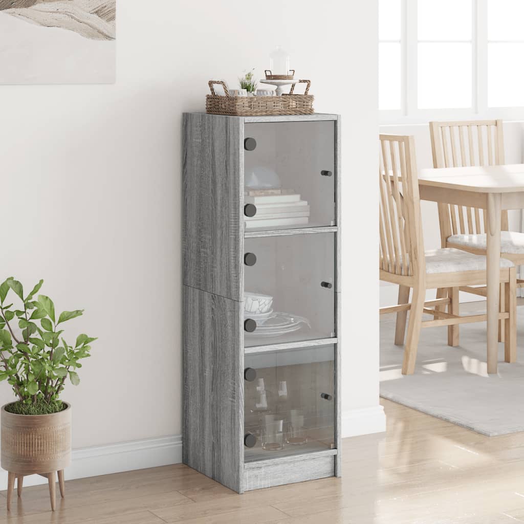Buffet avec portes en verre sonoma gris 35x37x109 cm - XIOS