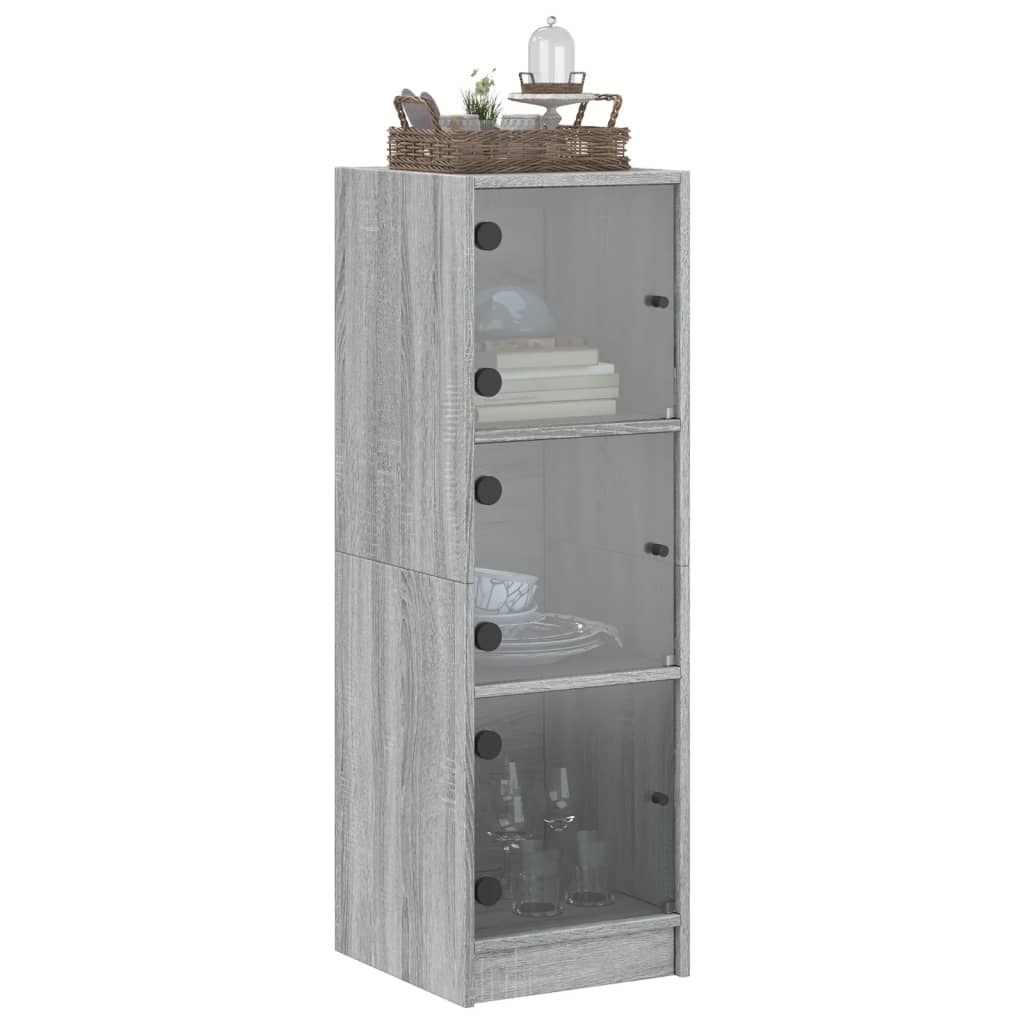 Buffet avec portes en verre sonoma gris 35x37x109 cm - XIOS
