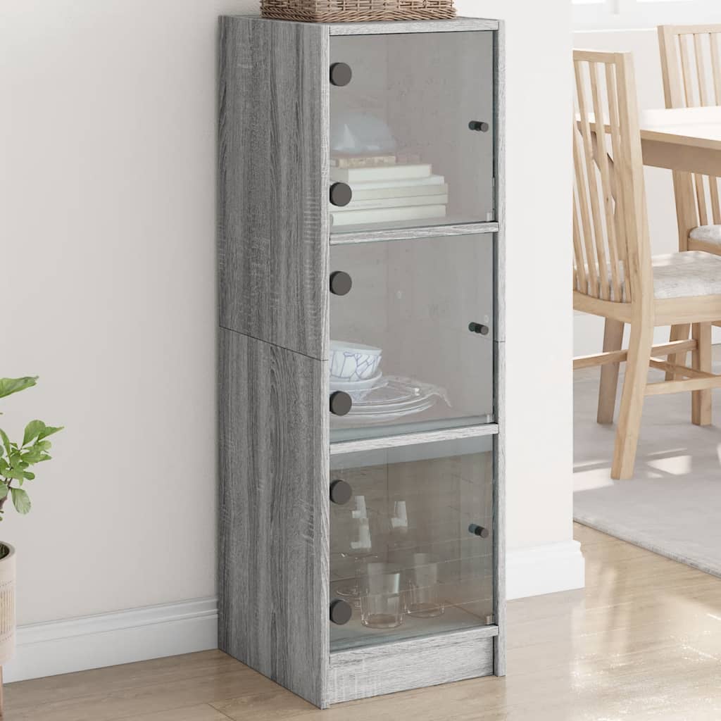 Buffet avec portes en verre sonoma gris 35x37x109 cm - XIOS