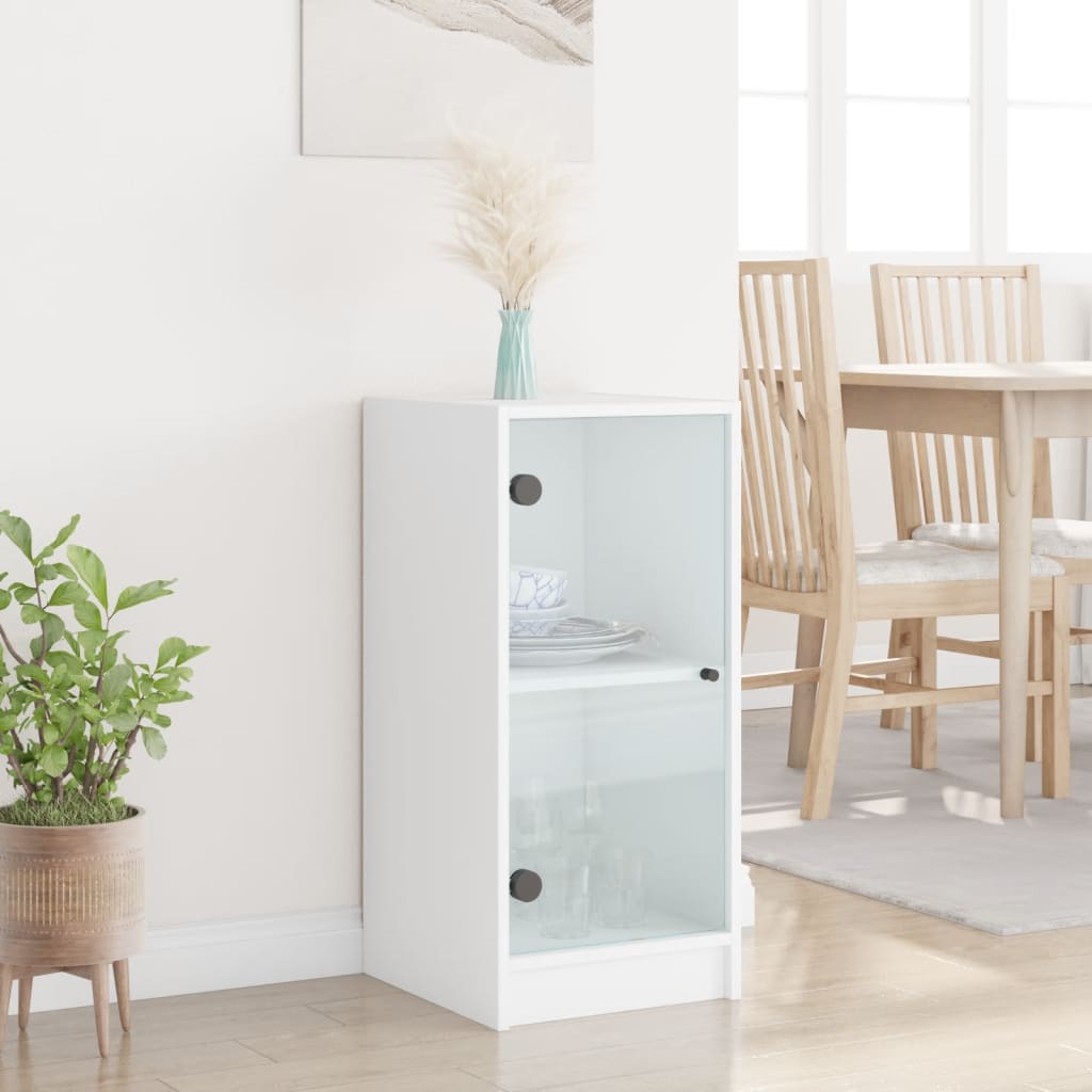 Armoire latérale avec portes en verre blanc 35x37x75,5 cm - XIOS