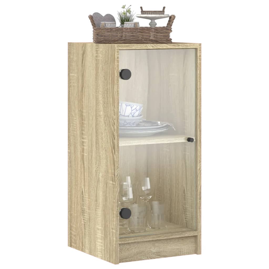 Armoire latérale avec portes en verre chêne sonoma 35x37x75,5cm - XIOS