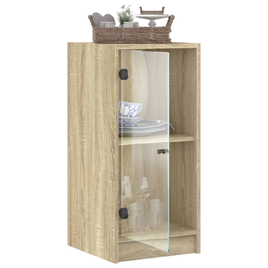 Armoire latérale avec portes en verre chêne sonoma 35x37x75,5cm - XIOS