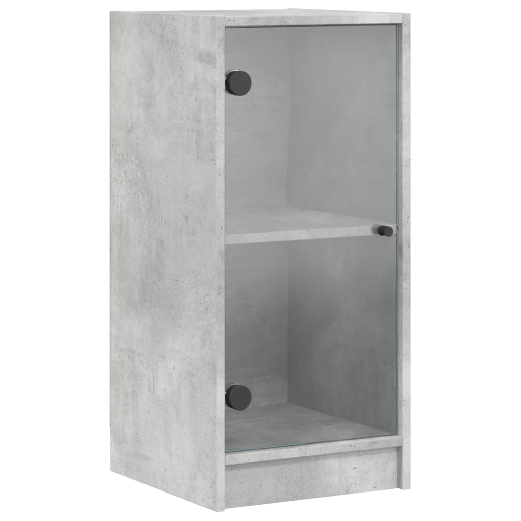 Armoire latérale avec portes en verre gris béton 35x37x75,5 cm - XIOS