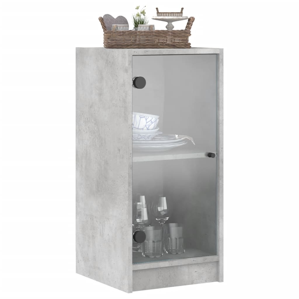 Armoire latérale avec portes en verre gris béton 35x37x75,5 cm - XIOS