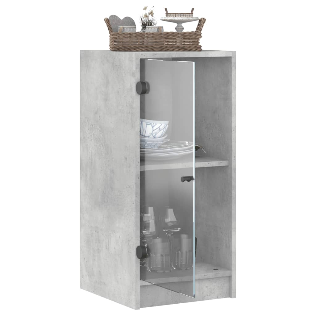 Armoire latérale avec portes en verre gris béton 35x37x75,5 cm - XIOS