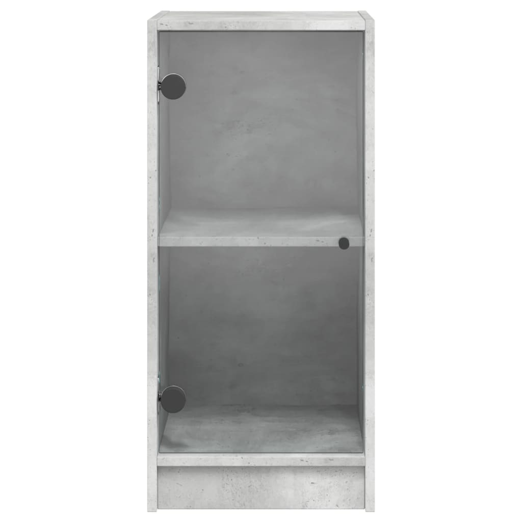 Armoire latérale avec portes en verre gris béton 35x37x75,5 cm - XIOS