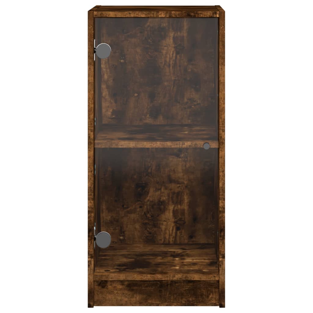 Armoire latérale avec portes en verre chêne fumé 35x37x75,5 cm - XIOS