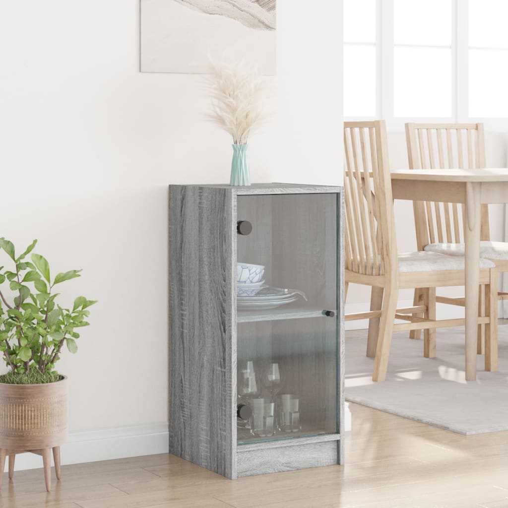 Armoire latérale avec portes en verre sonoma gris 35x37x75,5 cm - XIOS