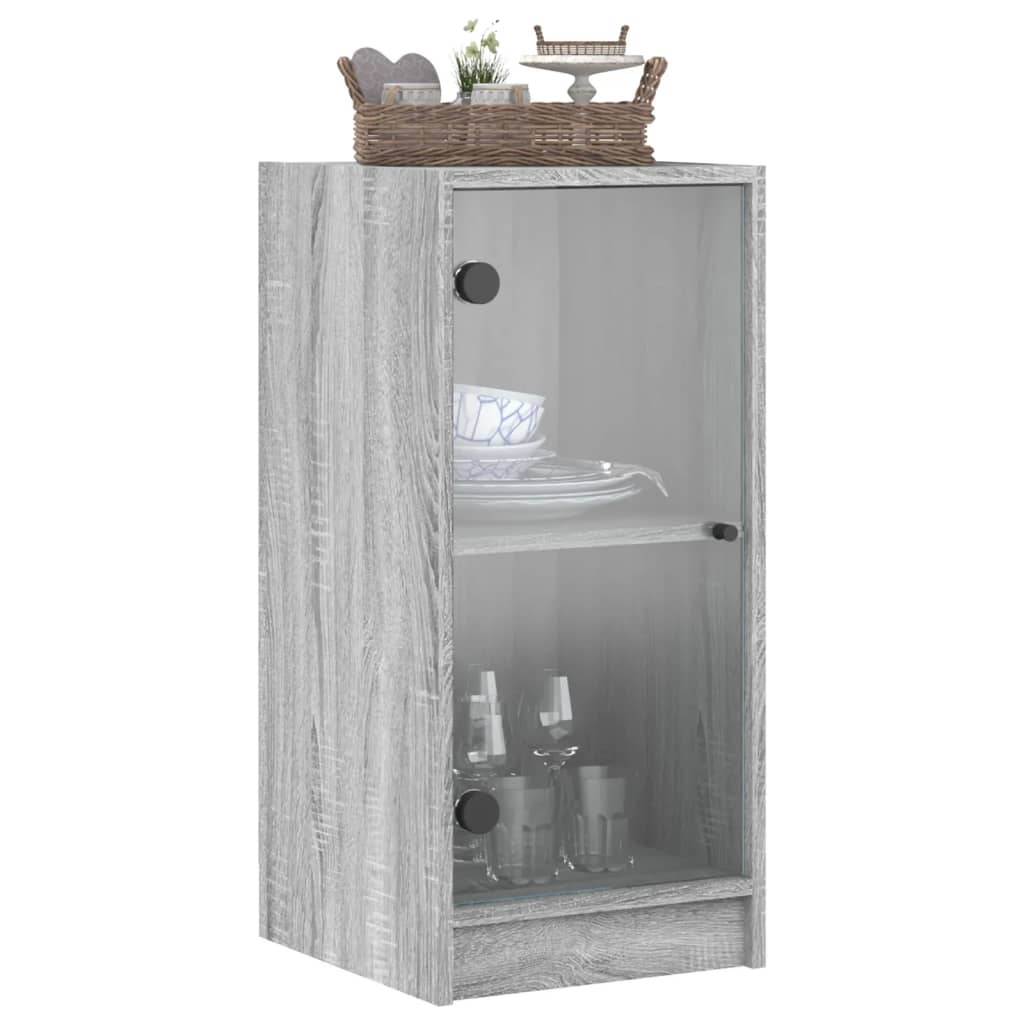 Armoire latérale avec portes en verre sonoma gris 35x37x75,5 cm - XIOS