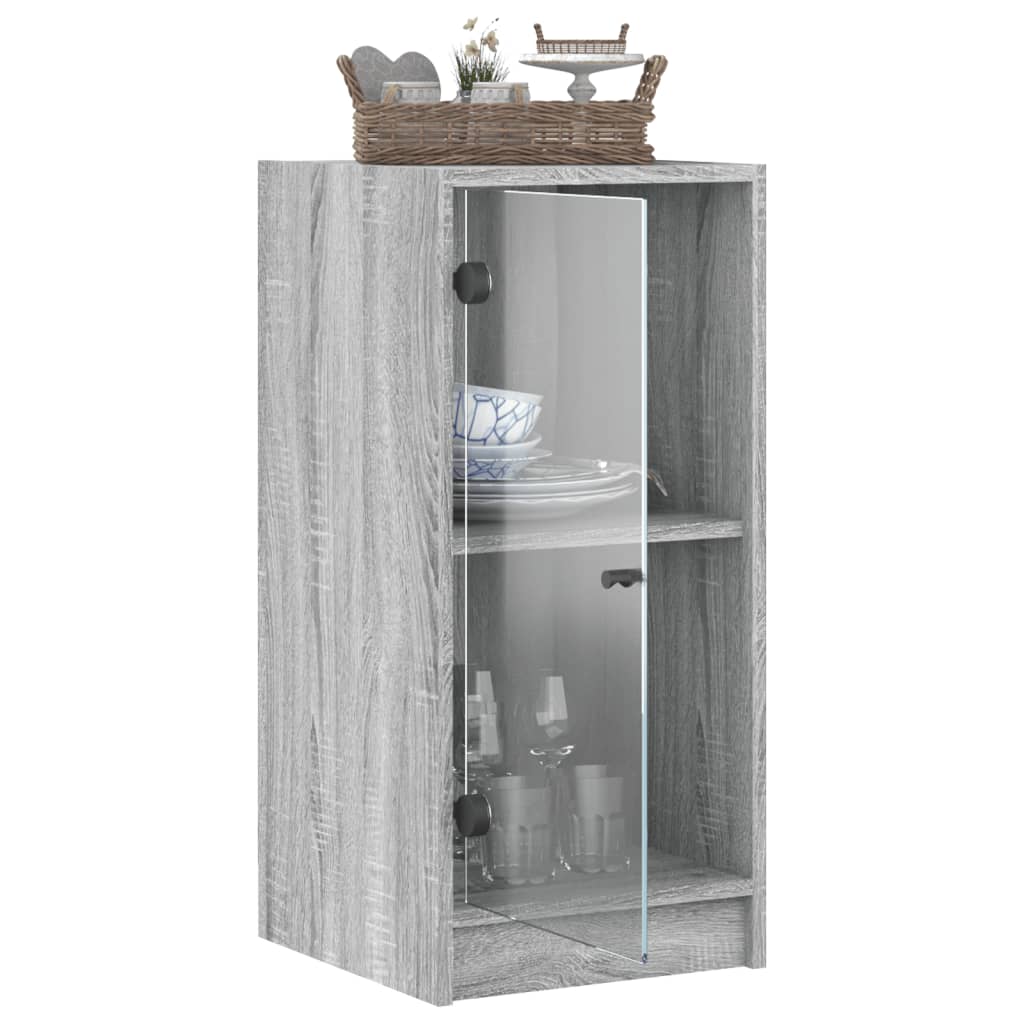 Armoire latérale avec portes en verre sonoma gris 35x37x75,5 cm - XIOS
