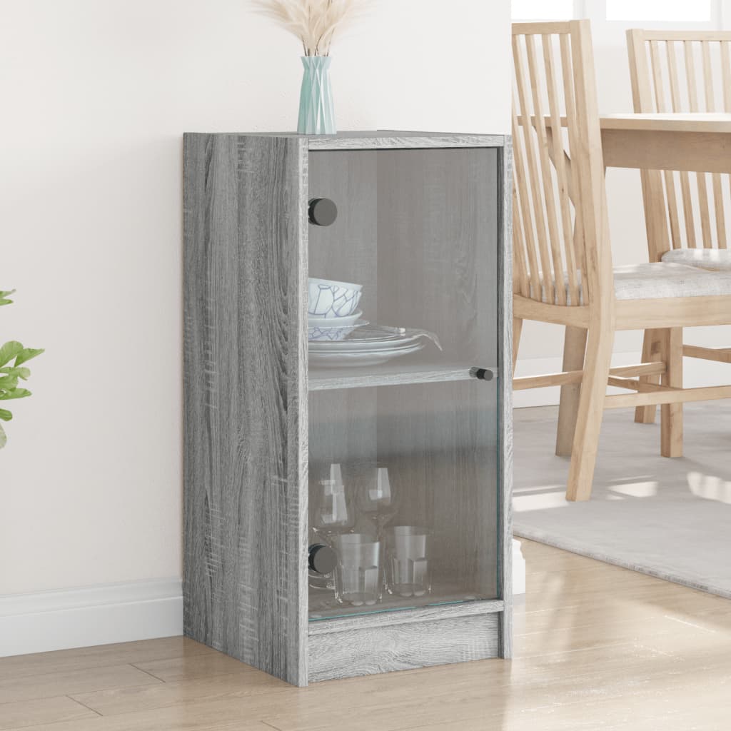 Armoire latérale avec portes en verre sonoma gris 35x37x75,5 cm - XIOS